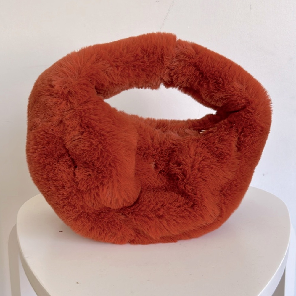 Burnt Orange Zara faux fur arm handbag